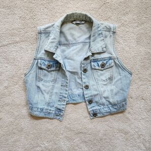 Highway Light Blue Cropped Denim Vest